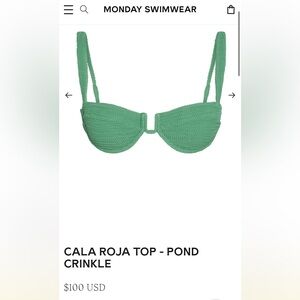 Monday Swimwear Cala Roja Bikini (P)Top and Palma Bottom (S) in Pond Crinkle